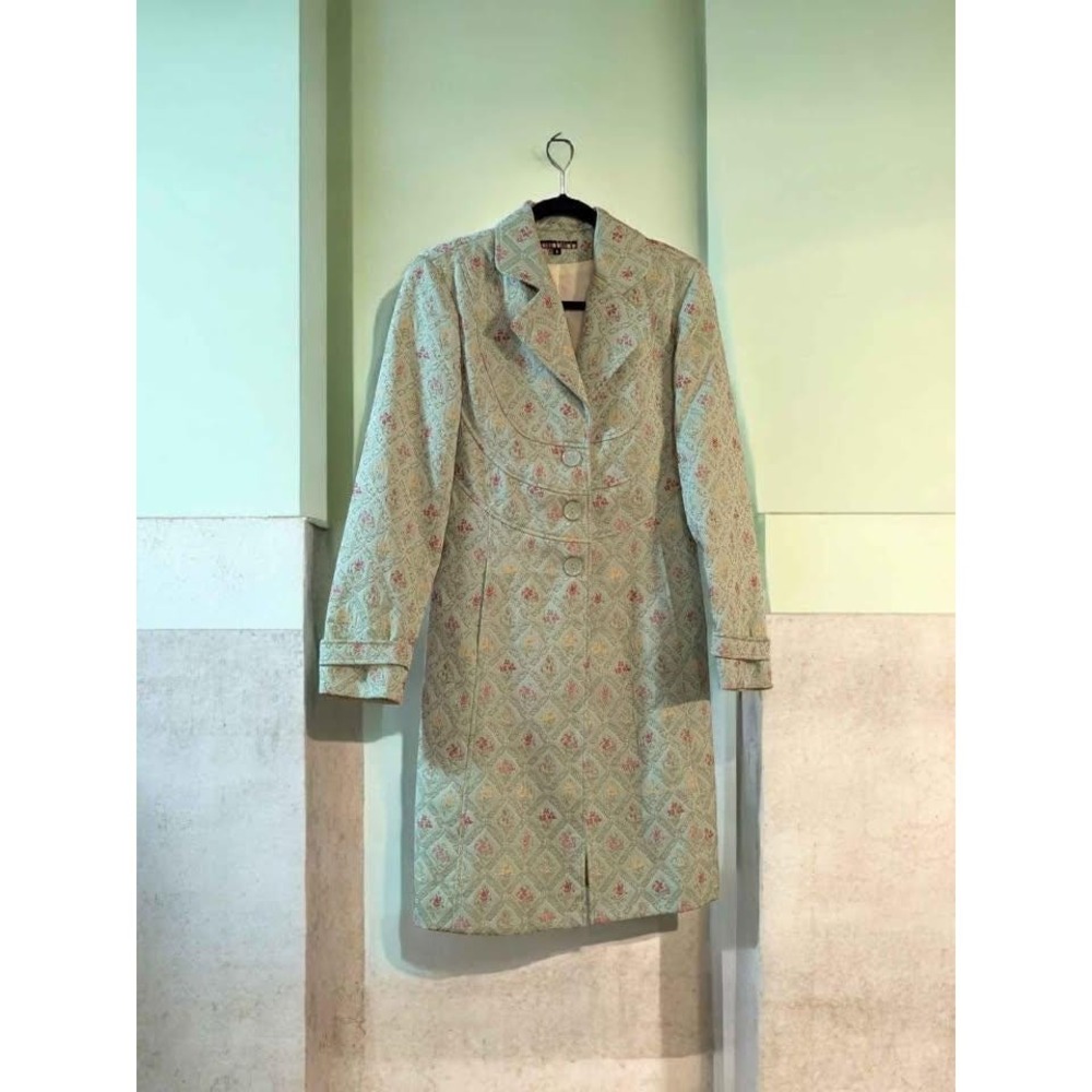 Dalia Vintage Brocade Coat Women's 8 • Pastel Tapestry Floral • Button Front